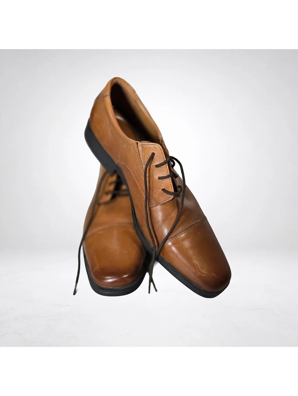 Clarks Collection Men's 11.5 Leather Cap Toe Oxford Tan Shoes